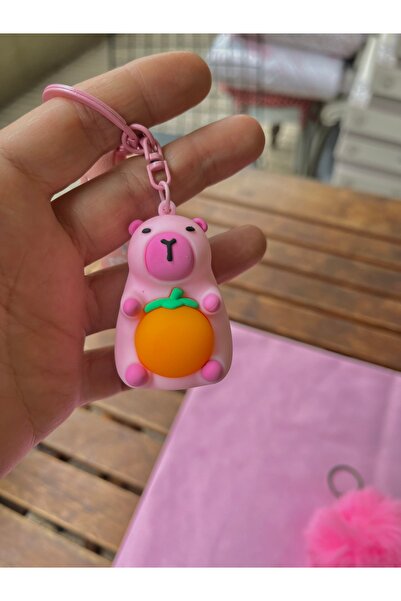 Nazbijuterii Capipara anahtarlık,peluş koyu pembe,peluş pudra 3 adet çanta ka...