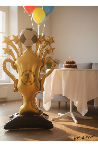 mypartyready Ayaklı Şampiyon Kupa Figür Folyo Balon 150 Cm Şampiyon Futbol Ko...