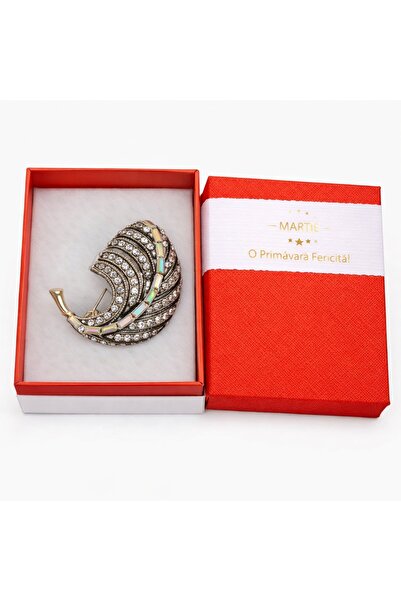 OEM Broșă Elegantă Pană Aurie – Mărțișor – Accesoriu Vintage de Primăvară