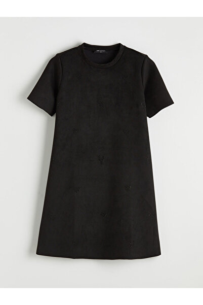 LC Waikiki Rochie mini cu aspect de piele intoarsa, croiala in forma de A, cu...