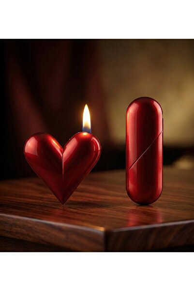 vegahediye v vega İsme Özel Katlanır Kalp Şeklinde Çakmak Romantik Hediye (9 cm)