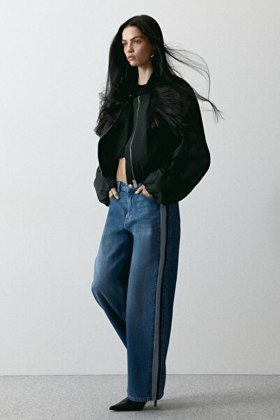 H&M Wide Regular Jeans Yanları Şeritli