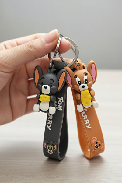 BLIZGANTIS 2-Pack 3D Tom and Jerry Silicone Keychain - Gift for Friends & Lovers