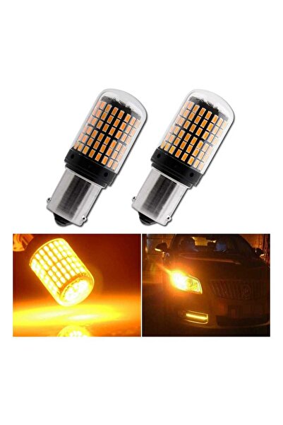 PyAuto Set de 2 becuri LED BA 15 S, lumină galbenă (semnal), (1156) P 21 W, C...