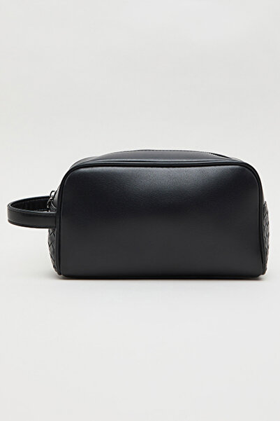 R&B Men's Black Solid Travel Pouch
