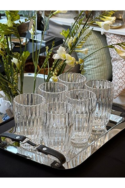 Dekordan House Kristal Kesimli 6lı Ayaklı Cam Bardak