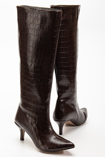 Zerenyus Exi̇n-Syt-2025 Premium Brown Crocodile Casual Women's Boots