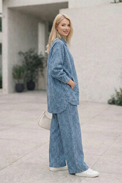 Suede Style 6113 - Comfortable Casual Slim Women's Denim Jacket and Pants Set