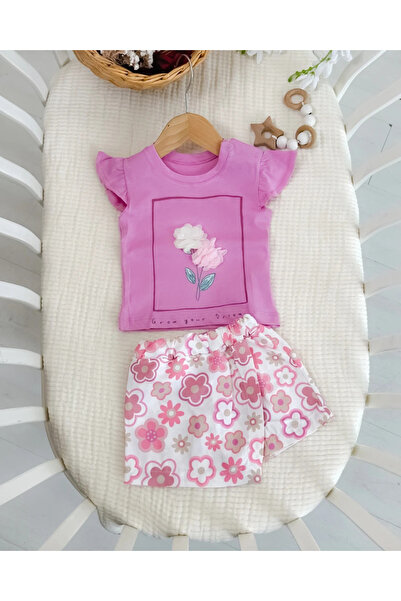 hümabebe Colorful Flowers, Shorts and Skirt, Summer 2-Piece Baby Girl Set