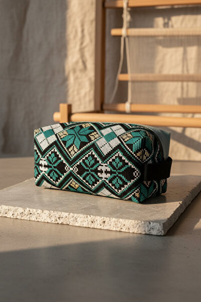 Generic حقيبة مكياج وتخزين مطرزة على الطراز الفلسطيني - منظم سفر متعدد الاستخ...