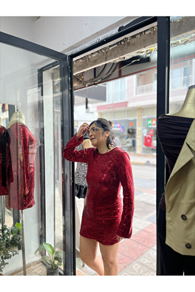 yaba butikk Kırmızı Pul Elbise