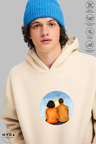 Nyda Collections Unisex Hoodie Long Sleeve Couple Love Printed Hooded Oversiz...