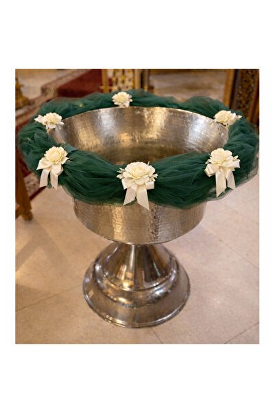 Recostore Διακόσμηση για βαπτιστικό φόρεμα από τούλι, πράσινο με λευκά λουλού...