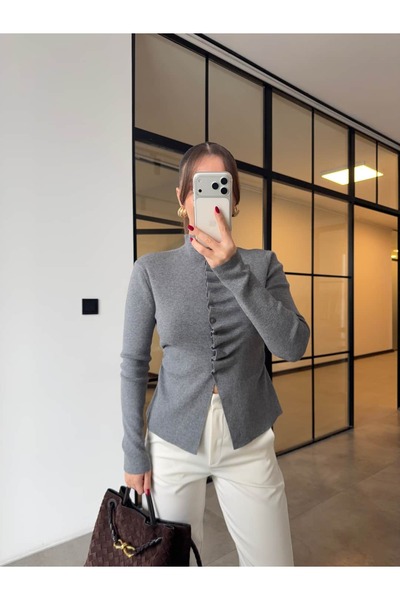 BB Bensu Buyruk Self-Adjusting Cardigan Gray