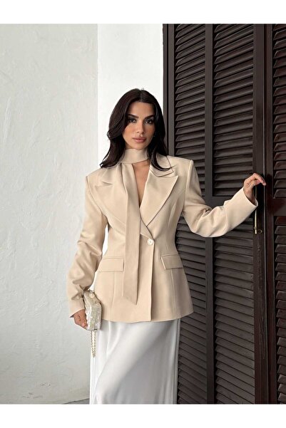 Bak'ap Premium Padded Scarf and Waist-Slit Blazer Jacket Diena
