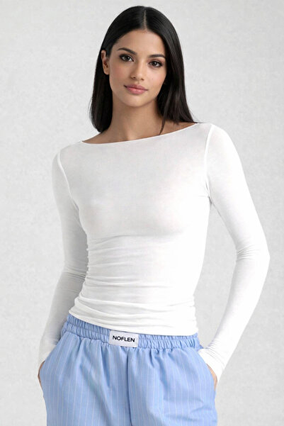 NOFLEN Ultra Soft Boat Neck Blouse White