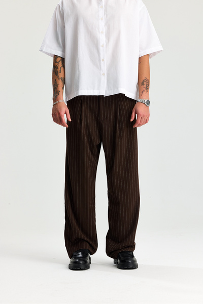ATE STUDIOS White Striped Baggy Fit Fabric Trousers