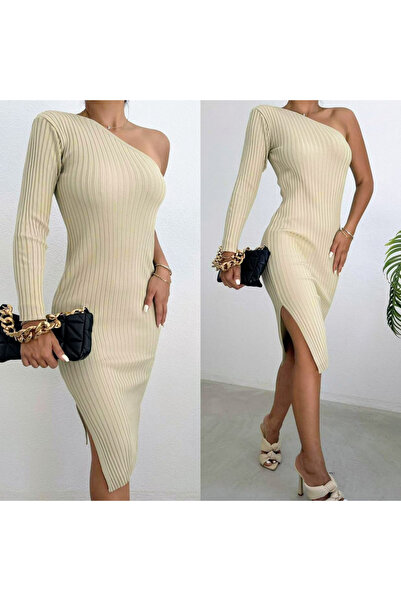 Mad Diva Rochie Mulata cu o Singura Maneca Bej, Simina