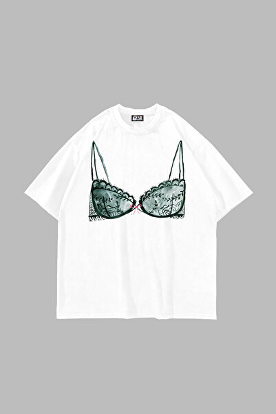 Sekizbiraltı Tricou alb unisex supradimensionat cu imprimeu Bowknot Bikini