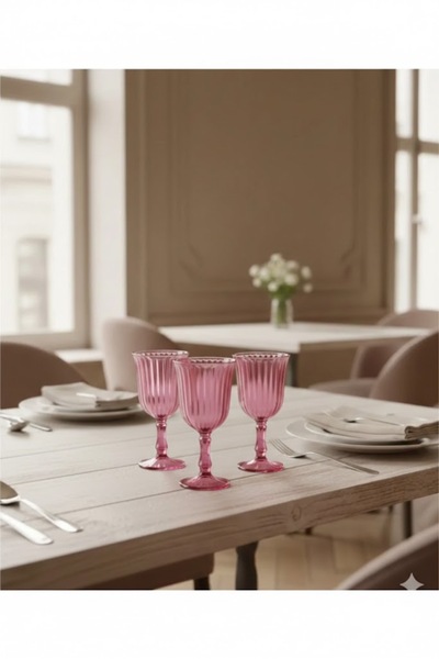 English Home Carnival Cam 3'lü Kadeh 120 ml Fuşya