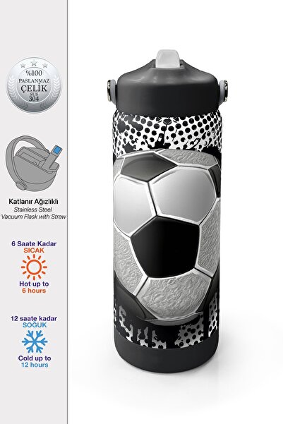 Coral High Futbol Desenli Katlanır Ağızlıklı Çelik Termos 650 ml 38390