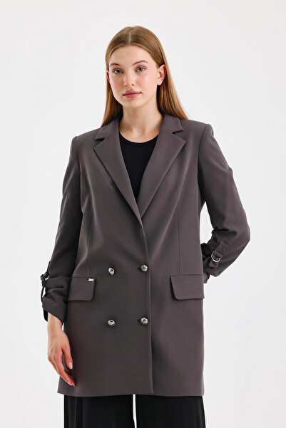Zühre Long Anthracite Jacket with Sleeves 0029