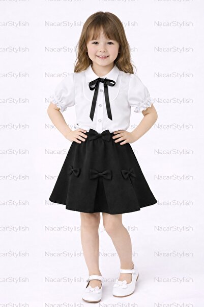 NACAR STYLİSH Kız Çocuk 23 Nisan 29 Ekim Yaka Biye Detaylı Gömlek&Double Kuma...