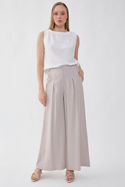 Vitrin Wide Leg Trousers with Elastic Waist
