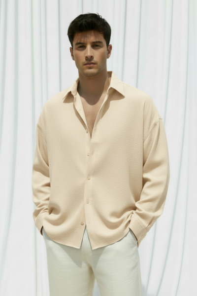 MENOFOURSWEAR Men's Lyocell Fabric Oversize Shirt