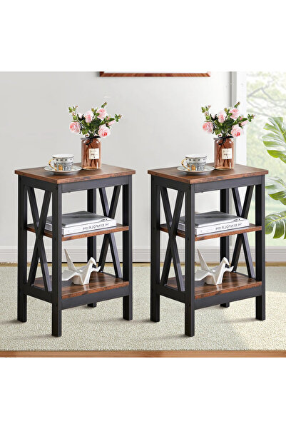 Poyraz Furniture Accessory Yan Sehpa Takımı, Salon, Antre, Hol, Beyaz, Siyah,...