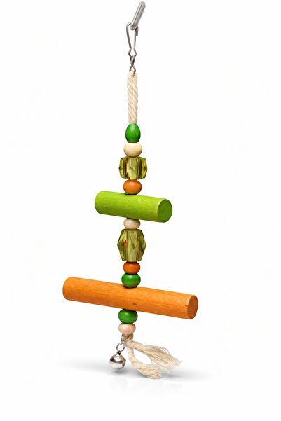 Papağanhane لعبة طائر الجرس الخشبية الطبيعية باللون الأخضر والبرتقالي |   لعب...