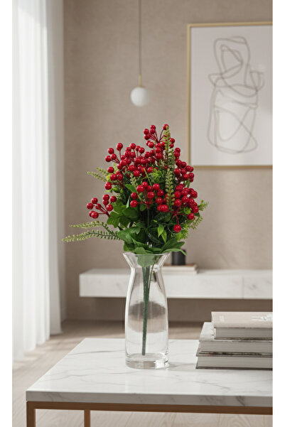 Goat-x Artificial red berry branch bouquet - decorative flowers for events an...