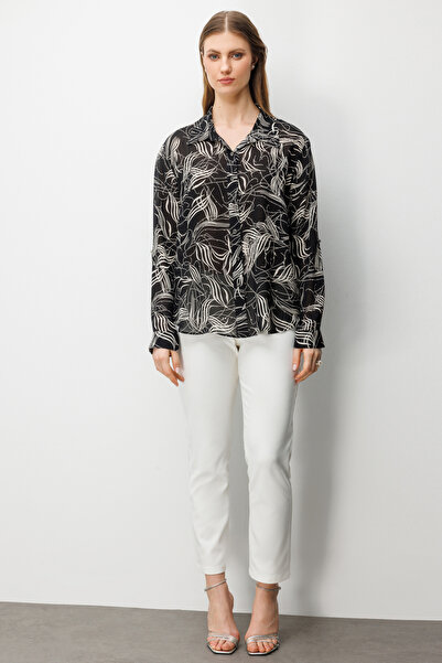 Ekol Desenli Transparan Gömlek 2536