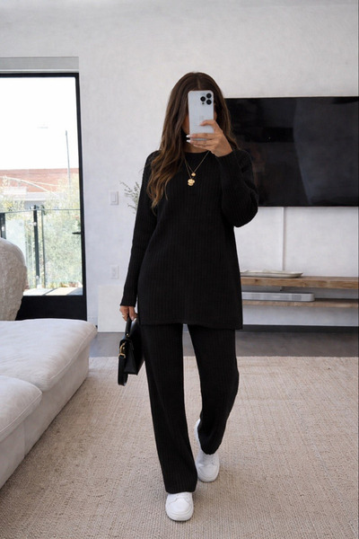 oshebu Set de damă guler ridicat pe partea laterală și cu fantă sus-jos