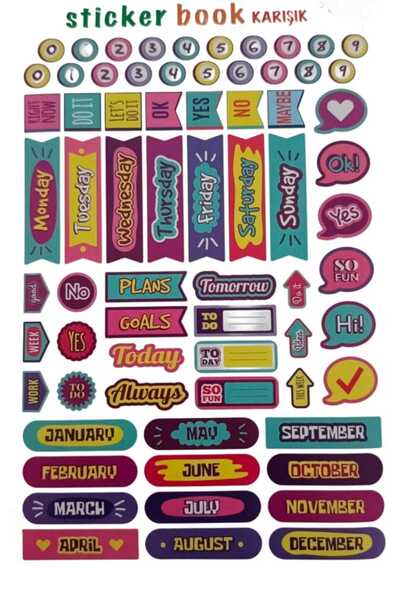 MixmioLife Ajanda Planlayıcı Sticker Seti Okul Ofis Haftalık Aylık Günlük Def...