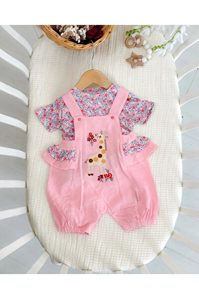 hümabebe طقم صيفي للفتيات الصغيرات مطرز بزهرة الزرافة