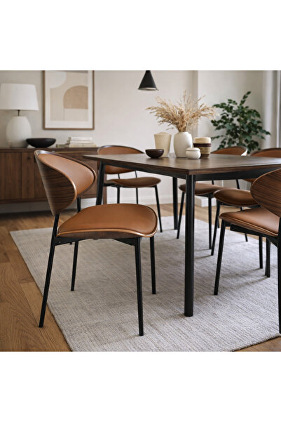 Vi Markets A modern wooden chair with a smooth curved design and a comfortabl...