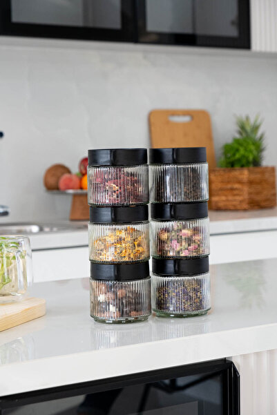 Evrio 6-Piece Glass Jar Food Storage Container Kitchen Organizer (6 Pcs) 12 P...
