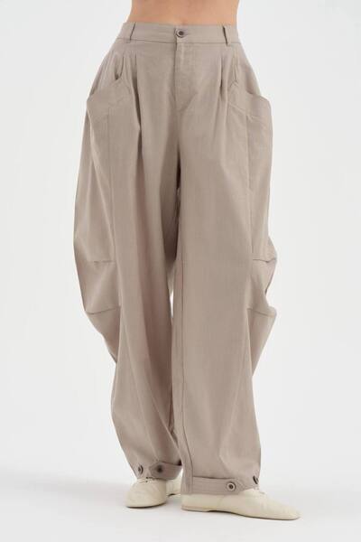 tw3 Γυναικείο παντελόνι με λεπτομέρεια πιέτες στο μπροστινό μέρος και σχέδιο ...