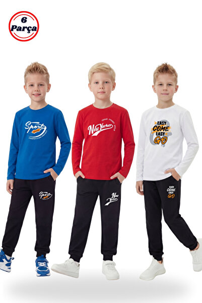 panios kids Set de 6 piese pentru băieți, compus din 3 hanorace cu gât rotund...