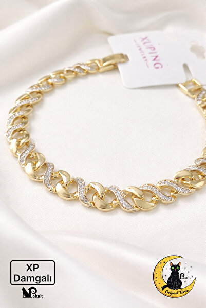 XUPING JEWELRY POKAK Kadın 14K Altın Kaplama Sonsuzluk Serisi Zirkon Tsşlı Vi...