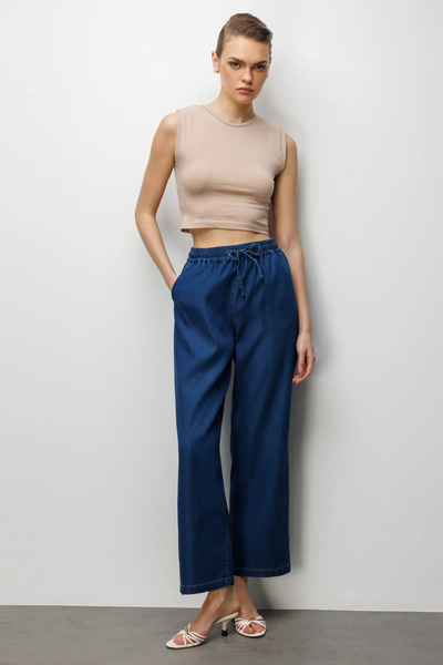 Ekol Beli Bağcıklı Bol Paça Pantolon 4090