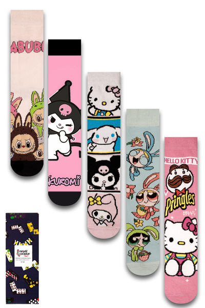 Neşeli Çoraplar 5'li Kromi Renkli Kutulu Çorap Set