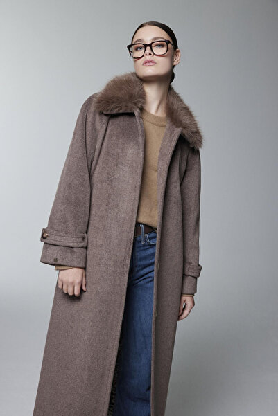 Zühre Fur Collar Coat Brown Coat 13861