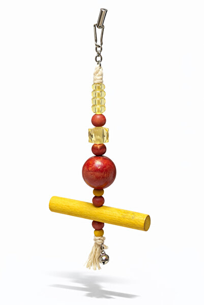 Papağanhane لعبة طيور خشبية طبيعية باللون الأصفر والأحمر |   لعبة الببغاء موه...