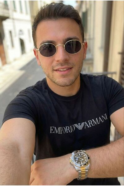 Goldmine Men's Metal Framed Ellipse Sunglasses Uv400 Gold Black
