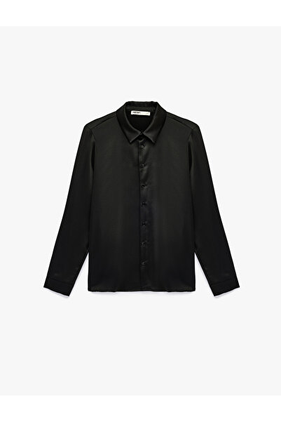 Koton Classic Lapel Long Sleeve Satin Shirt