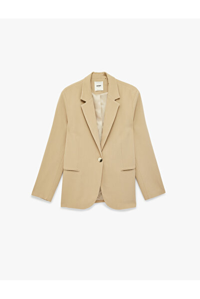 Koton Wide Collar Buttoned Blazer Jacket with Pocket Detail