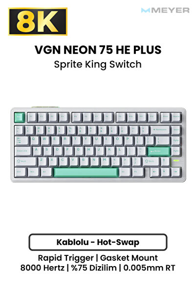 Meyer Gaming VGN Neon 75 HE+ Hall Effect Rapid Trigger Mekanik Klavye [Manyet...