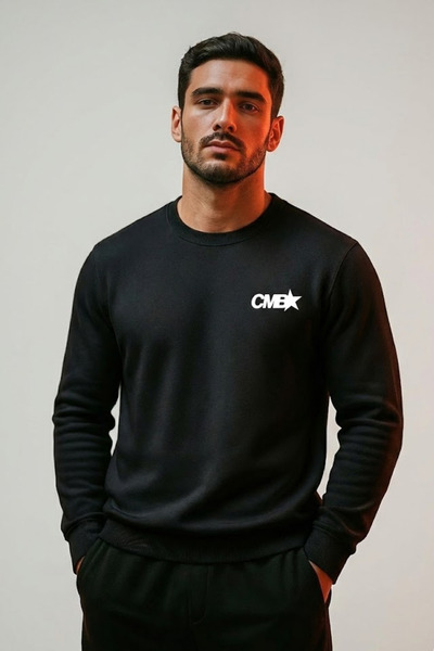 COMBİNE MİCHAİL Мъжка суитшърт с надпис CMB в черно